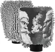XYMZR Absorbent Microfiber Car Wash Mitt Santa Claus Sasquatch, Funny Cute Anime Scratch Free for Cars Cleaning, Home Cleaning Mitts, 2 Pack, 10.24” L x 7.09” W