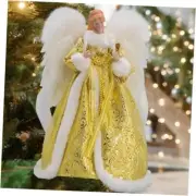 12" Christmas Angel Treetop,10-Lights White Angel Christmas Tree Gold