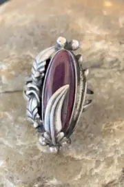 Womens Purple Spiny Oyster Navajo Sterling Silver Ring Size 6 10812