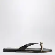 [Ferragamo] Mini Bow flip-flop black and powdery / narrow fit 8 US Black