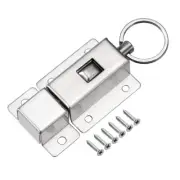 Barrel Bolt, Stainless Steel 304 Ring-Pull Spring Loaded Sliding Lock w Screw
