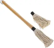 YARNOW 1 Set Barbecue Oil Brush Wooden Handle Replaceable Cotton Marinade Mop Brush