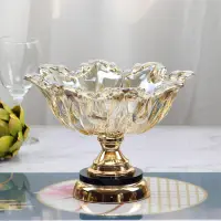 在飛比找蝦皮購物優惠-水晶玻璃花瓣水果盤現代簡約軟裝裝飾水果盆