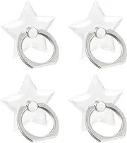 uxcell Transparent Phone Ring Holders, Clear Finger Grip Stand for Phone, Case, Tablet (Star Shape), 4Pcs