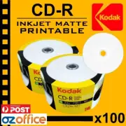 100 x KODAK CD Inkjet Printable Blank CD-R 52X 80mins 700mb TDK Ritek CD Quality