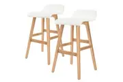 2X Wooden Bar Stool Dining Chair Leather SOPHIA 65cm WHITE