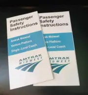 Amtrak Safety Cards Venture Platform Midwest Single-Level Coach/Lounge Set of 2