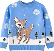 [Generic] Toddler Sweaters Girls Deer Sweater Long Sleeve Warm Knitted Pullover Tops Sweater Coat for Big Girls