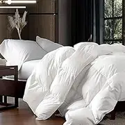 (King) - Luxurious King/California King Size Siberian Goose Down Comforter, 1200 Thread Count 100% Egyptian Cotton 750FP, 1480ml, 1200TC, White Solid