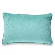 Green Laser Embossed Chevron Pattern With Feather Down Insert Pillow
