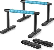 Purife Steel Black Push Up Handles Parallettes Bars for Floor Workout, Anti-slip Calisthenics Gymnastics Bars, Strength Training Pushup Handstand Stands for Home Exercise