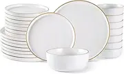 [AmorArc] Stoneware Dinnerware Sets for 8,Reactive Ceramic Plates and Bowls Set,Highly Chip and Crack Resistant | Dishwasher & Microwave Safe | Round Dishes Set Service for 8 (24pc)