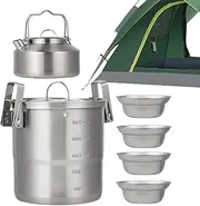 Cookware Set, Outdoor Cooking, 3 Large Pot, Lightweight Camping Pot Kit, Survival Equipment, Compact Non Stick Utensils Set for Hiking, Picnic, Travel, Adventure, Backpacking