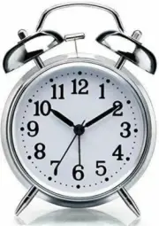 Vintage Look Twin Bell Table Alarm Clock with Night Light Display (Silver) KU