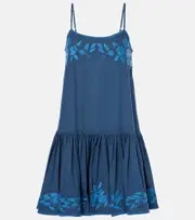 [Juliet Dunn] Juliet Dunn Embroidered chambray minidress UK 14 blue