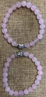 BB8 -12A Rose Quartz Bracelets With Buddha 8mm