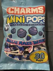 30 PIECE BLUE RAZZ BERRY CHARMS Mini Pops Lollipops