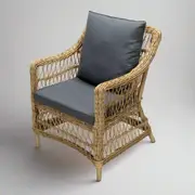 AMOIR - Poly Rattan Wicker Outdoor Dining Chair - Natural Brown