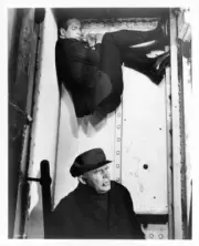 Paul Newman crouching above man in The Prize 1963 Historic Old Photo