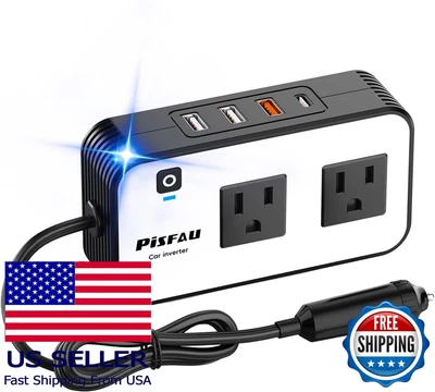 200W Vehicle Power Inverter DC 12V to 110V AC, 20W USB-C, 18W Fast USB, 4.8A Dua