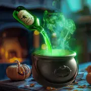 Halloween Decorations Indoor - Cauldron Decor with Magic Green