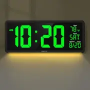 16” Large Digital Wall Clock with Remote Control and 7 Night Lights, 4 Level ...