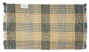 Booker Plaid Rag Rug Runner in Denim & Khaki, 27 x 96 Inch Cotton Carpet Runner