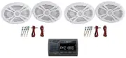 Soundstream MHU-32 Marine Boat ATV/UTV Bluetooth Receiver+4) White 6x9" Speakers
