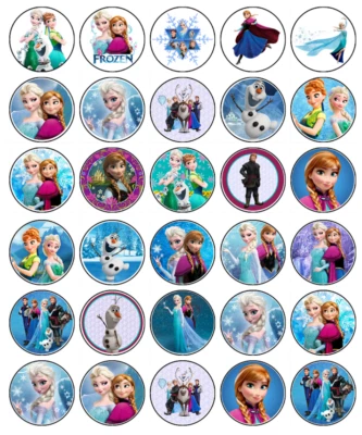 Frozen Cupcake Topper –Edible Icing - Elsa & Anna Birthday Party Decoration
