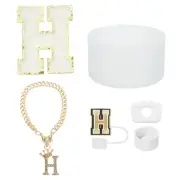 6Pcs Cup Accessories Set for Cup Tumbler with Handle Letter H, White
