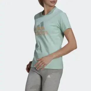 【adidas 愛迪達】上衣 女款 短袖上衣 運動 健身 W SP TEE 湖水綠 GV1303