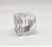 Vintage Clear Lucite Paperweight w/ Silver Dimes from the 1970's 2 In Cube