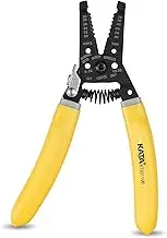 KATA 7 Inch Wire Stripper Wire Cutter, Cutting for 20-30 AWG Solid Wire and 22-32 AWG Stranded Wire, Heavy Duty Wire Stripping Crimping Tool, Multi Purpose Electric Crimper Plier, Yellow