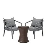 Livsip Outdoor Patio Furniture Set Ice Bucket Brown Table Bistro Setting 3pcs