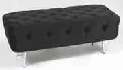 Tufted bed end bench in black with silver legs