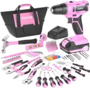 PULITUO 20V Cordless Pink Drill Tool Kit Set Power Box with...