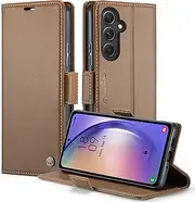 for Samsung Galaxy A54 5G Case,for Galaxy A54 5G Wallet Case,Boyobacase RFID Blocking Phone Cover [Card Slot] [Stand Feature] [Side Magnetic Closure]-Brown