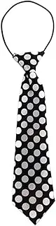 [Zasel] Kids Boys Black & White Patterned Elastic Neck Tie - Large Polka Dots Black and White