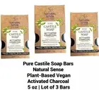 Natural Sense Plant-Based Pure Castile Soap Activated Charcoal 5 oz (3 Pack)