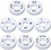 40 Pack Round White Plastic Clothing Size Closet Rack Dividers Hangers, Preprinted in 8 Sizes XXS, XS, S, M, L, XL, XXL, XXXL (Outer 3.5”, Inner Diameter 1.38”)