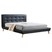 Double PU Leather Deluxe Bed Frame Black