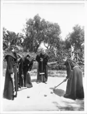 Four Franciscan Monks Playing Croquet At Mission Santa Barbara 19 - Old Photo