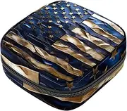 Period Bag,Sanitary Napkin Storage Bag,Blue Stripe American Flag,Tampon Bag for Purse
