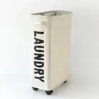 (White)Foldable Laundry Basket Oxford Cloth Easy Install Storage Basket With A