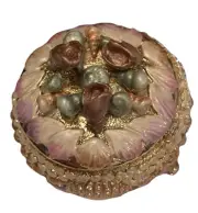 Gold Tone Enamel Seashell Trinket Box Keren Kopal Pink Austrian Crystal