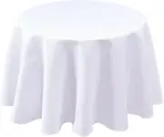 Textured Fabric round Tablecloths 60 Inches, White Table Cloth Water Resistant S