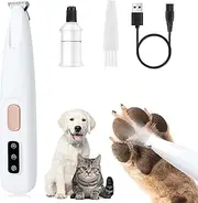 Iaolose Pet MicroPrecision Trimmer, 2024 Upgrade Multifunctional Pet Hair Clippers Waterproof Rechargeable Pet Shaver with LED Light, Pet Paw Trimmer for Paws Eyes Ears Face Rump (1PC), White