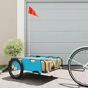 Bike Trailer Blue Oxford Fabric and Iron,Bike Trailer Cargo in Steel Frame,ExtraStorage Carrier with Hitch