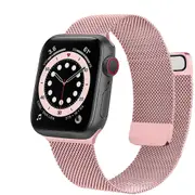 ZUSLAB Apple Watch Series 7 6 5 4 3 2 1 SE 2-Piece Style Steel Mesh Strap Band 38mm 40mm 41mm - Rose Pink
