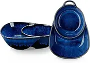 vancasso Starry Snack and Dip Bowls Set of 2, Divided Bowls for Separating Cereal and Milk, Microwave & Dishwasher Safe Serving Bowls, Chip Snack Bowls, Blue